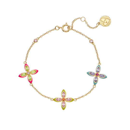 Lucky Clover Sherbet Enamel Bracelet - Gold - AS22TRB18