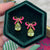 Bow Stud Earrings, Pink & Green - Gold - AS22TRE31