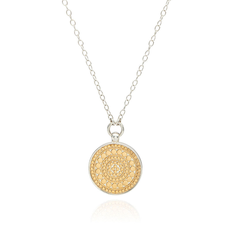 Classic Reversible Disc Pendant - Gold/Silver - NK10264-TWT