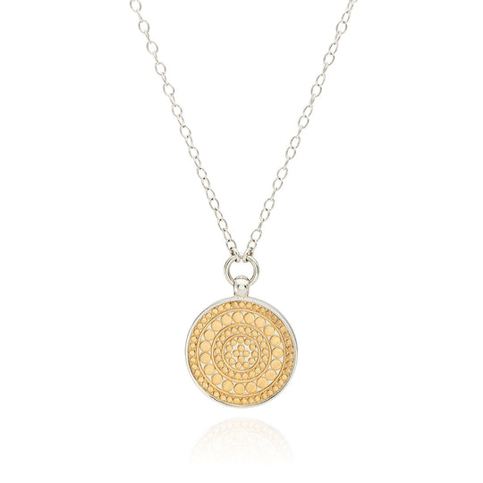 Classic Reversible Disc Pendant - Gold/Silver - NK10264-TWT