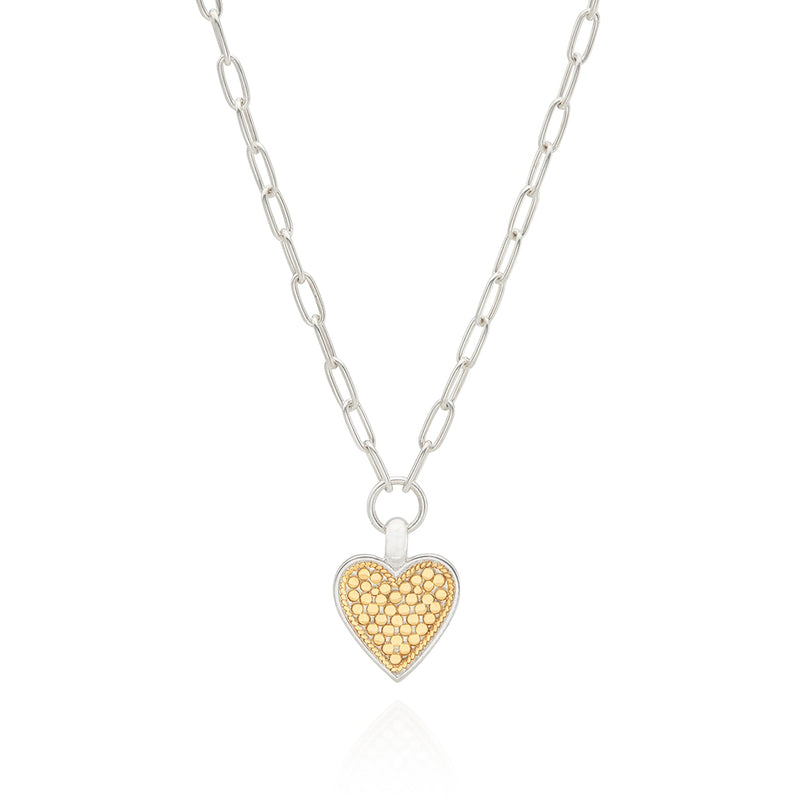 Medium Heart Necklace - Gold/Silver - NK10338-TWT