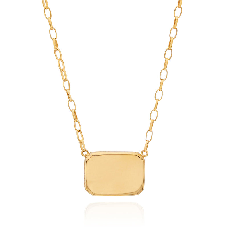 Large Black Onyx Rectangle Necklace - Gold - NK10370-GBONX