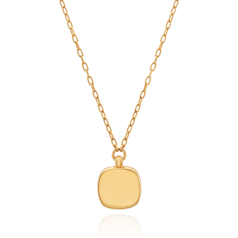 Small Hypersthene Cushion Pendant Necklace - Gold- NK10489-GHYM