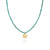 Delicate Beaded Turquoise Circle Pendant - Gold - NK10492-GTQ