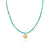 Delicate Beaded Turquoise Circle Pendant - Gold - NK10492-GTQ