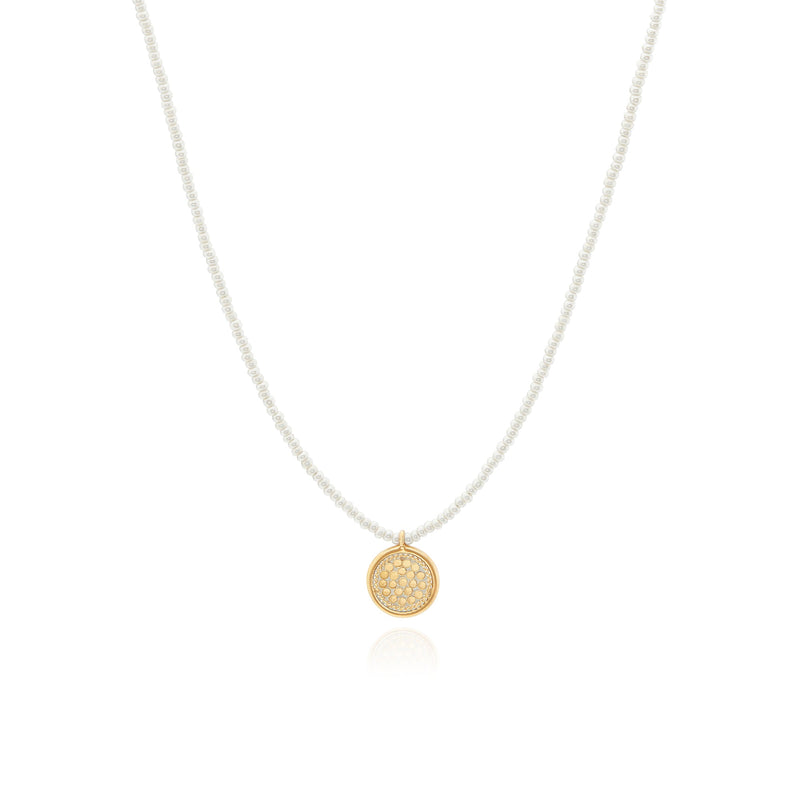 Pearl Circle Pendant Necklace - Gold - NK10534-GPL