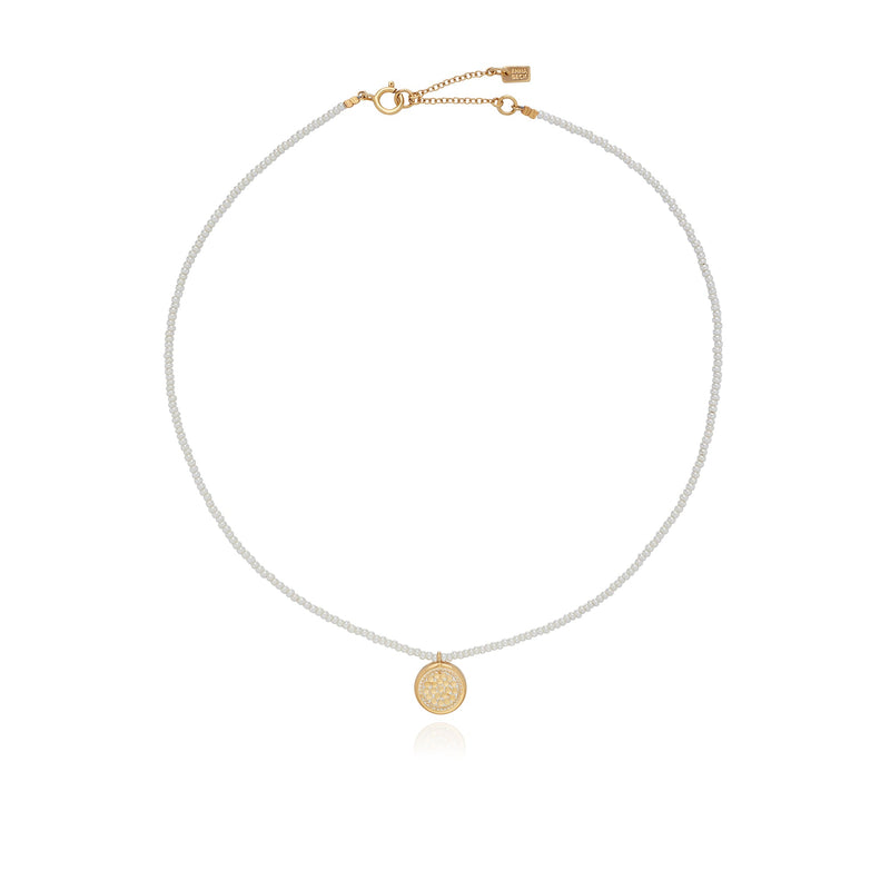Pearl Circle Pendant Necklace - Gold - NK10534-GPL