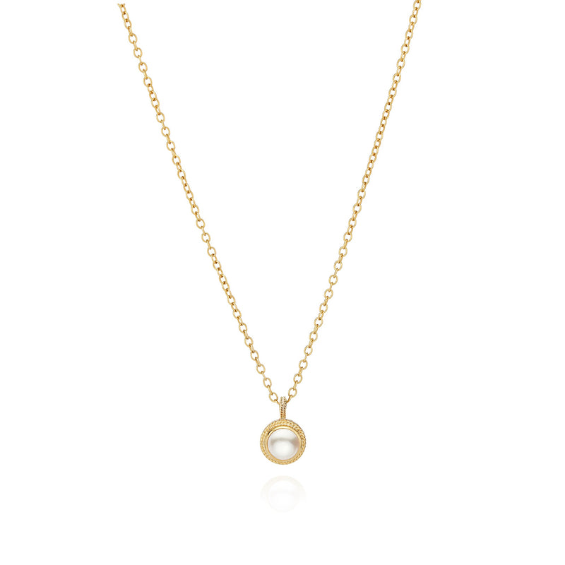 Pearl Circle Drop Necklace - Gold - NK10537-GPL