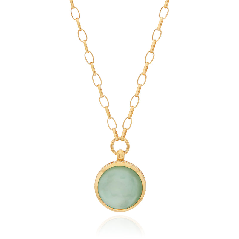 Medium Green Quartz Pendant - Gold - NK10569-GGQZ