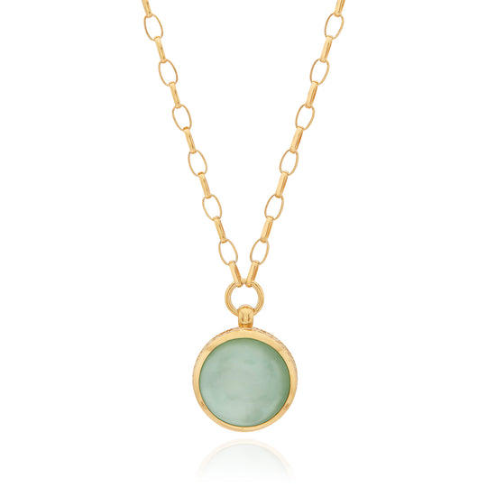 Medium Green Quartz Pendant - Gold - NK10569-GGQZ