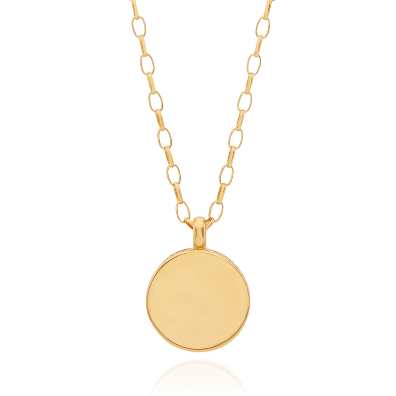 Large Round Turquoise Pendant - Gold - NK10575-GTQ