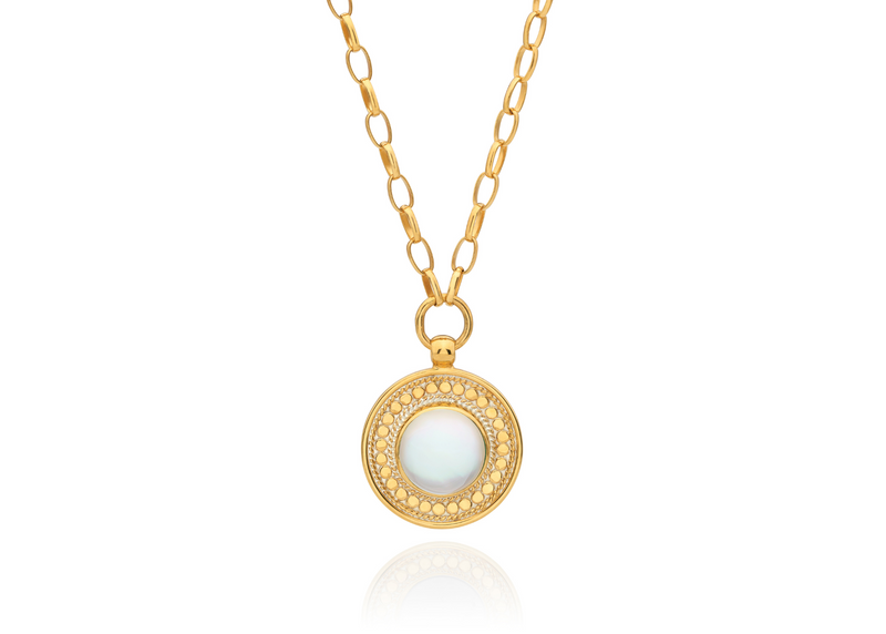 Antigua Dotted Necklace - Gold/Moonstone - NK10719-GMP