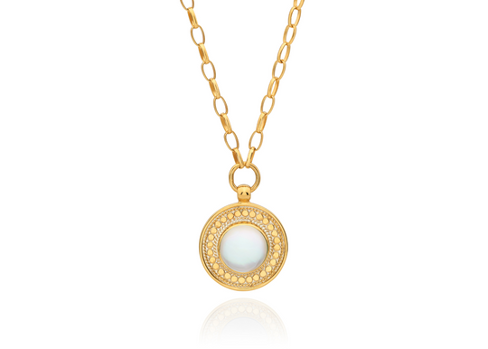Antigua Dotted Necklace - Gold/Moonstone - NK10719-GMP