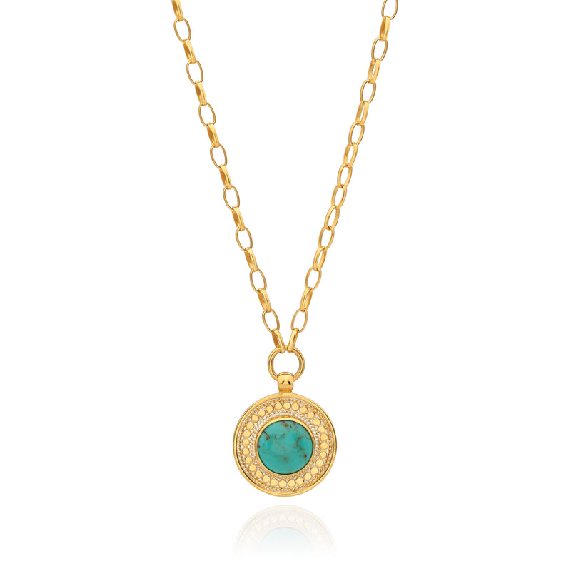 Luna Dotted Necklace - Gold/Turquoise - NK10719-GTQ