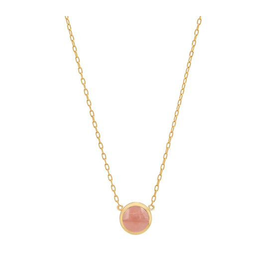 Antigua Dome Necklace - Gold/Pink Opal - NK10730-GPKOP