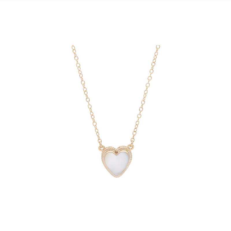 Rose Quartz Mother Of Pearl Heart Pendant Necklace