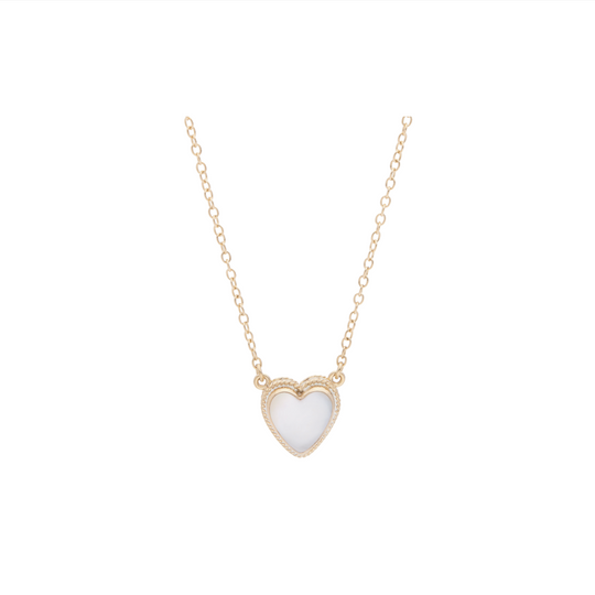 Rose Quartz Mother Of Pearl Heart Pendant Necklace