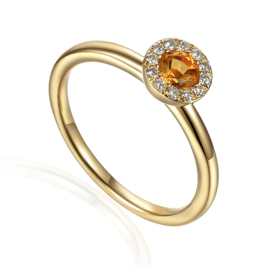 Citrine & Diamond Cluster Ring - 9ct Yellow Gold - NTR832CITD-9YG