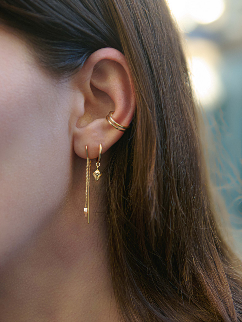 Arrow Spike Threader Earrings - Gold - NSE5GP