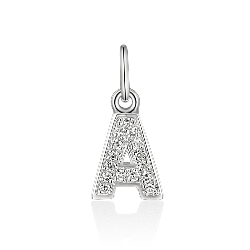 Diamond Initial A Charm - 9ct White Gold - NTCH-A-9WG