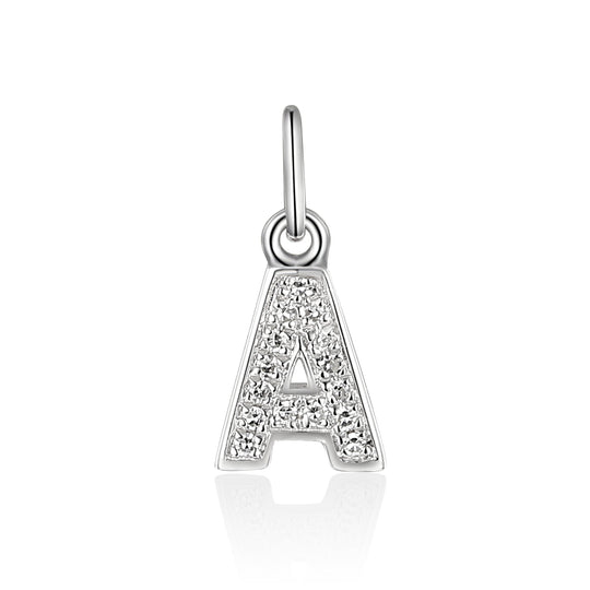 Diamond Initial A Charm - 9ct White Gold - NTCH-A-9WG