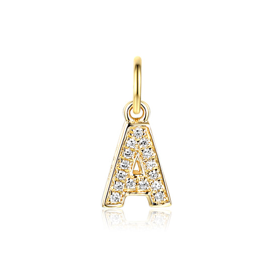 Diamond Initial A Charm - 9ct Yellow Gold - NTCH-A-9YG