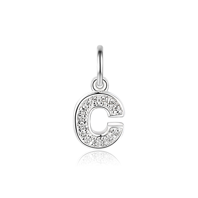 Diamond Initial C Charm - 9ct White Gold - NTCH-C-9WG