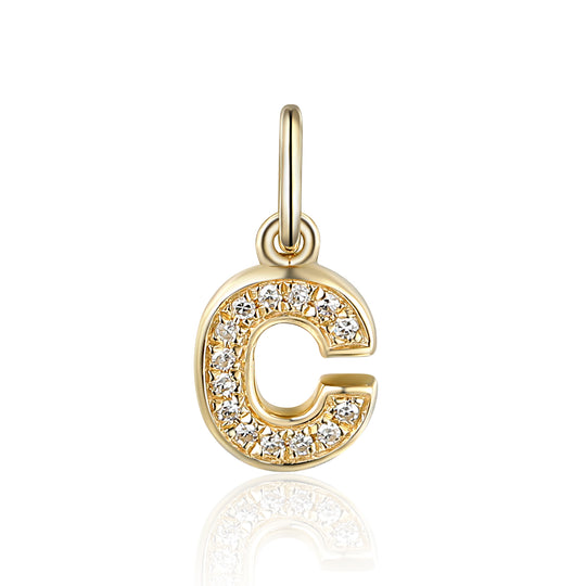 Diamond Initial C Charm - 9ct Yellow Gold - NTCH-C-9YG