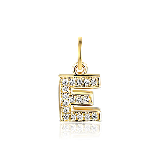 Diamond Initial E Charm - 9ct Yellow Gold - NTCH-E-9YG