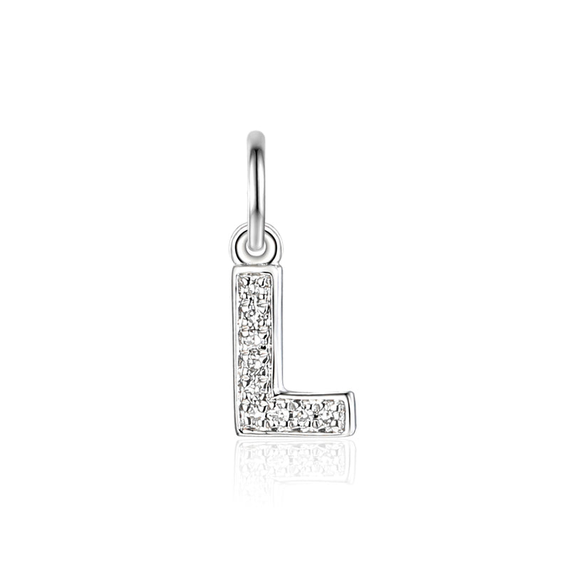 Diamond Initial L Charm - 9ct White Gold - NTCH-L-9WG