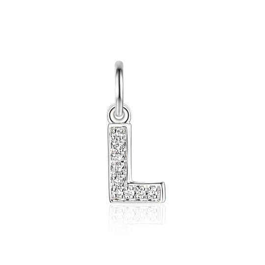 Diamond Initial L Charm - 9ct White Gold - NTCH-L-9WG