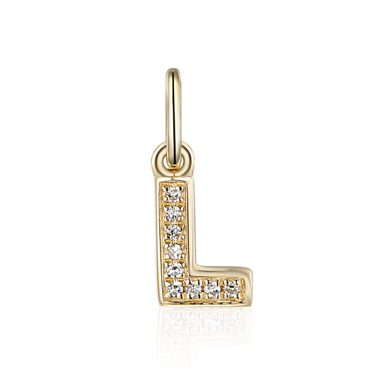 Diamond Initial L Charm - 9ct Yellow Gold - NTCH-L-9YG