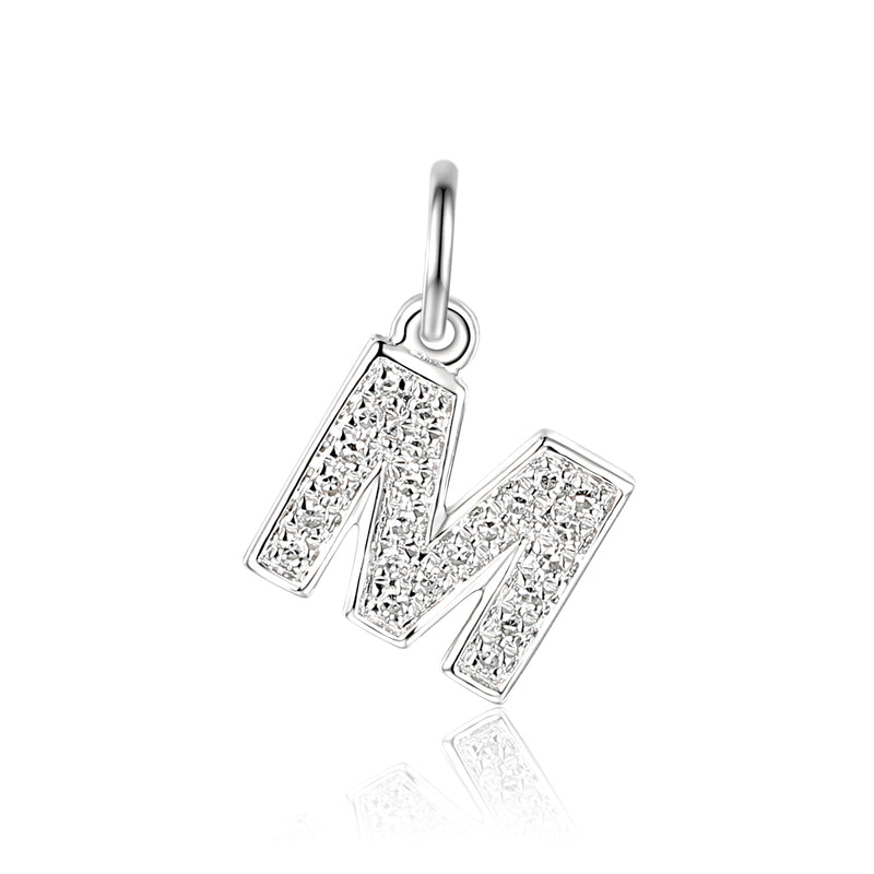 Diamond Initial M Charm - 9ct White Gold - NTCH-M-9WG