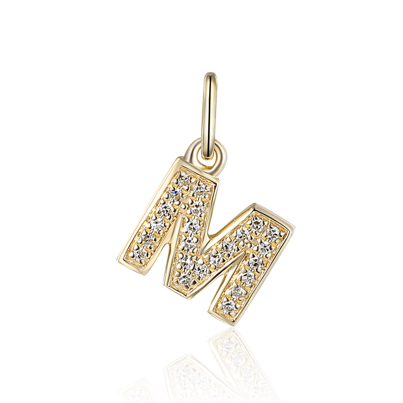 Diamond Initial M Charm - 9ct Yellow Gold - NTCH-M-9YG