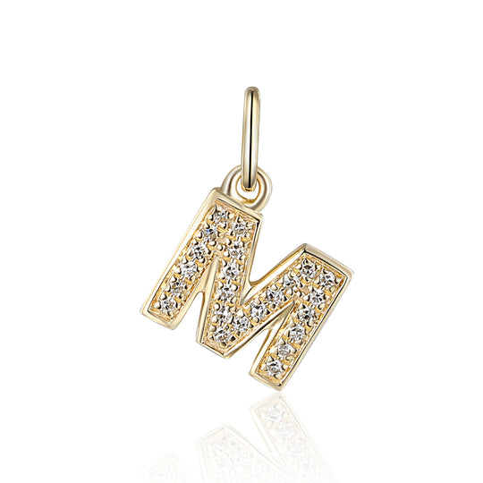 Diamond Initial M Charm - 9ct Yellow Gold - NTCH-M-9YG