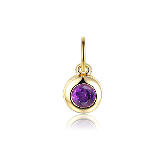 Amethyst Rubover Birthstone Charm - 9ct Yellow Gold - NTCH409AM-9YG