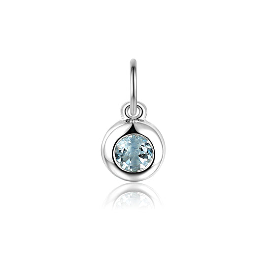 Aquamarine Rubover Birthstone Charm - 9ct White Gold - NTCH409AQ-9WG