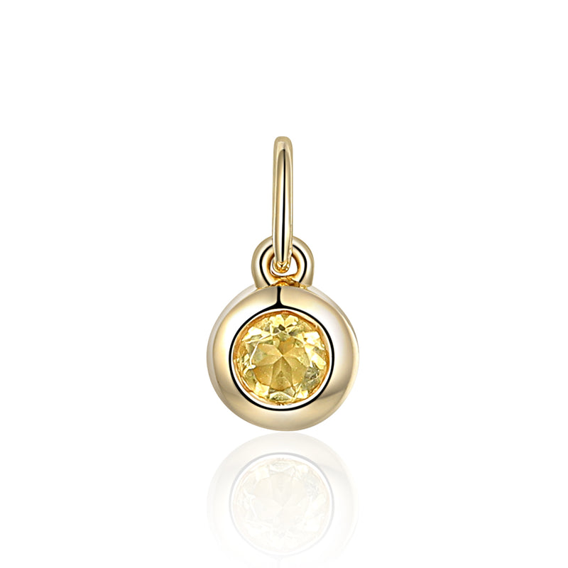 Citrine Rubover Birthstone Charm- 9ct Yellow Gold - NTCH409CIT-9YG