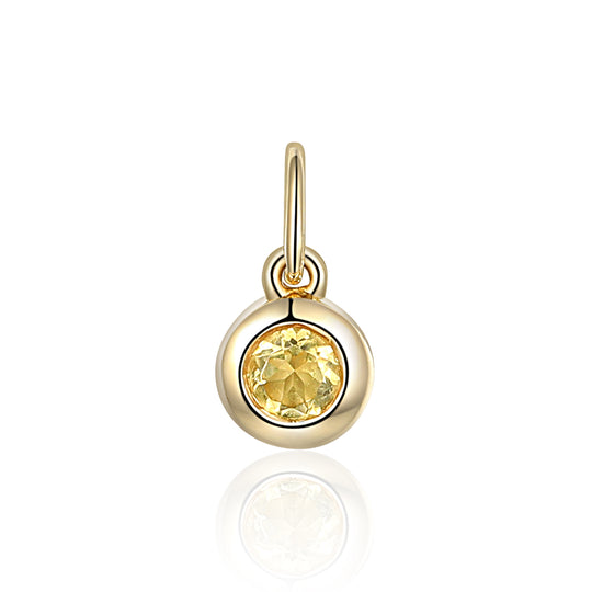 Citrine Rubover Birthstone Charm- 9ct Yellow Gold - NTCH409CIT-9YG