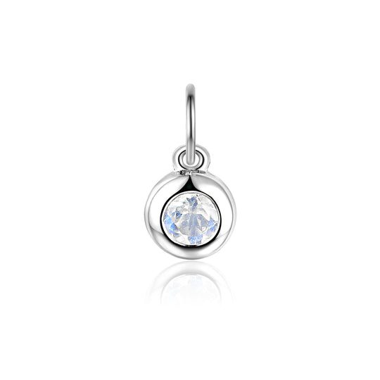 Moonstone Rubover Birthstone Charm - 9ct White Gold - NTCH409MOON-9WG