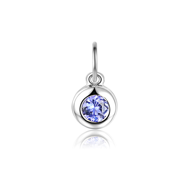 Tanzanite Rubover Birthstone Charm - 9ct White Gold - NTCH409TZ-9WG