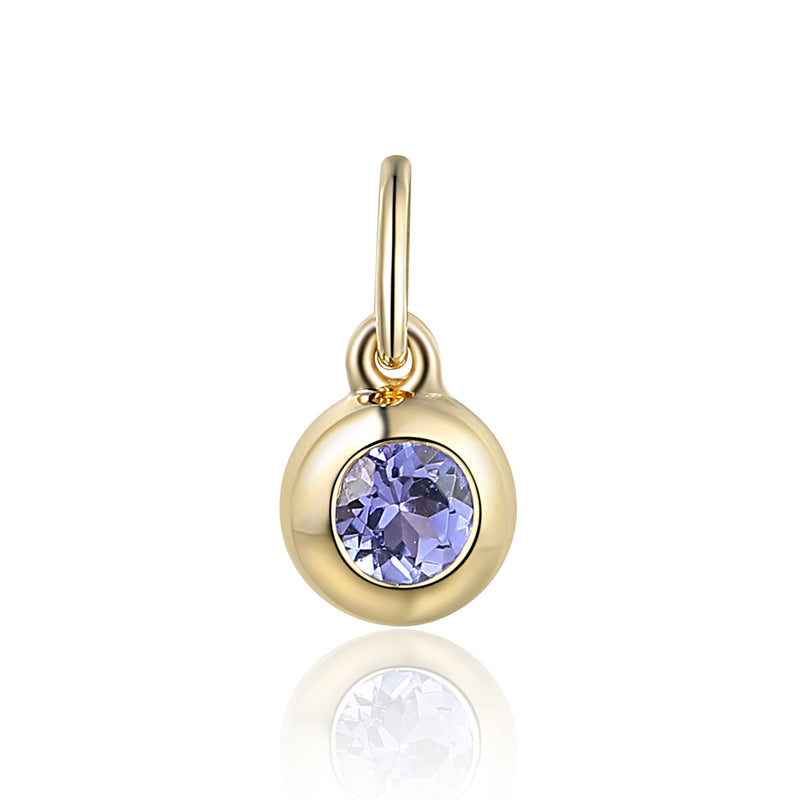 Tanzanite Rubover Birthstone Charm - 9ct Yellow Gold - NTCH409TZ-9YG