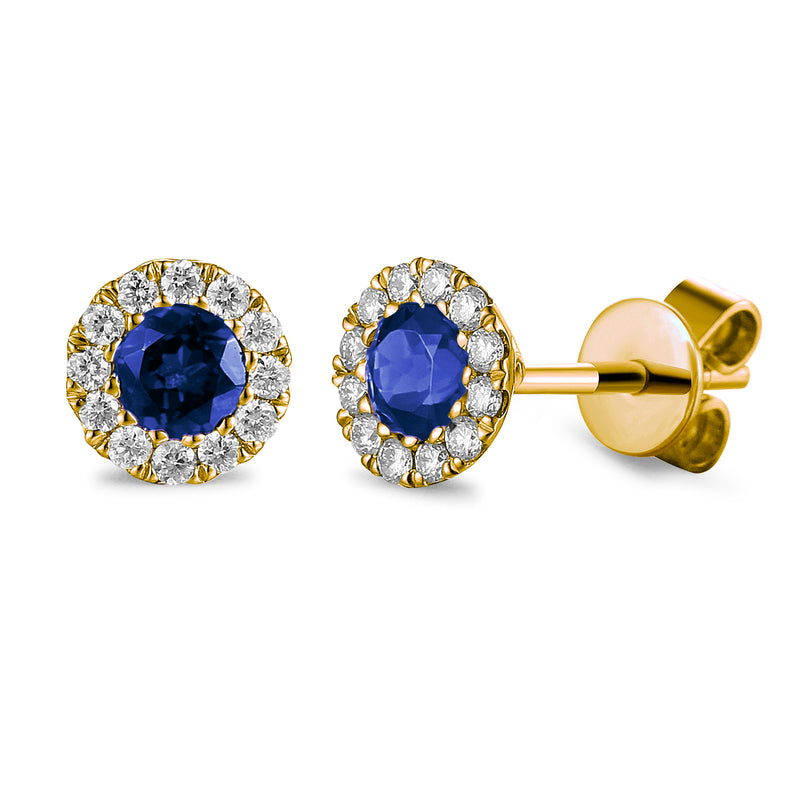 Sapphire & Diamond Stud Earrings - 9ct Yellow Gold - NTE409SD-9YG