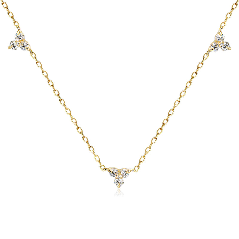 Triple Diamond Trefoil Necklace - 9ct Yellow Gold - NTN2173D-3-9YG