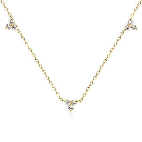 Triple Diamond Trefoil Necklace - 9ct Yellow Gold - NTN2173D-3-9YG