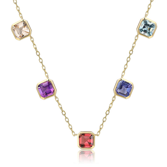 Multi Gemstone Necklace - 9ct Yellow Gold - NTN2180MULTI-9YG