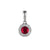 Ruby & Diamond Cluster Pendant - 9ct White Gold