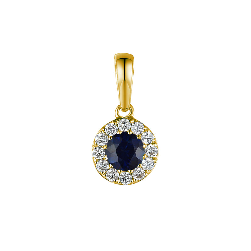 Sapphire & Diamond Cluster Pendant - 9ct Yellow Gold - NTP409SD-9YG