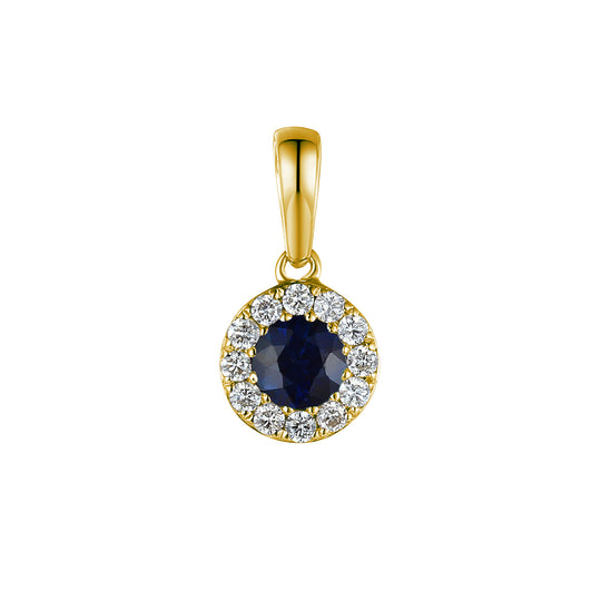 Sapphire & Diamond Cluster Pendant - 9ct Yellow Gold - NTP409SD-9YG
