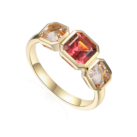 Pink Tourmaline and Morganite Ring - 9ct Yellow Gold - NTR2187MOR/PT-9YG